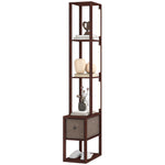 Floor Lamp With Shelves, Led Standing Lamp With Fabric Drawer | Dark Brown
