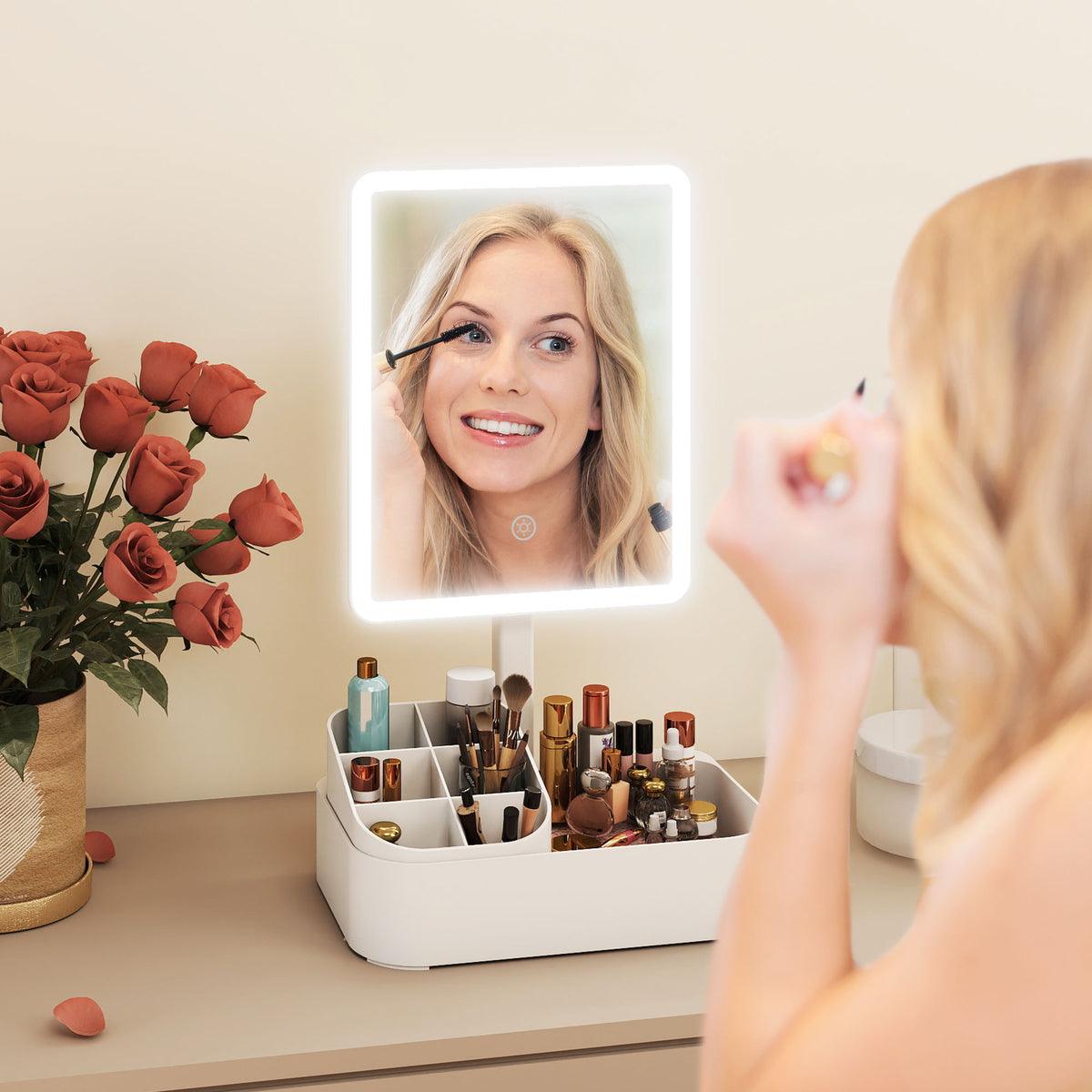 HOMCOM Makeup Mirror, Light Up Mirror With Touch Screen, 2 Lighting Modes