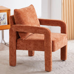Chenille Upholstered Accent Chair With Lumbar Pillow | Orange