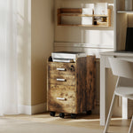 HOMCOM Mobile Filing Cabinet, Lockable File Cabinet With 2 Keys Rustic Brown