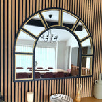 Mio - Metal Arched Window Mirror | 95cm x 120cm | Black & Gold