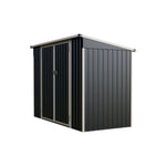 8x4 Ft Outdoor Metal Storage Shed with Pent Roof, 3 Lockable Doors & Adjustable Shelves, Weather-Resistant Garden Tool Storage House