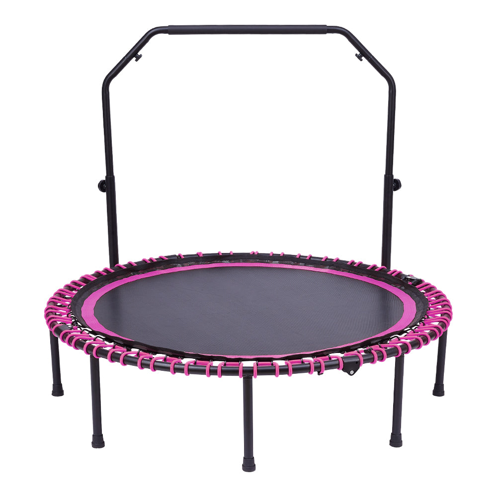 48in Bungee Cords Foldable Round Trampoline With Adjustable U-handle Bar | Pink