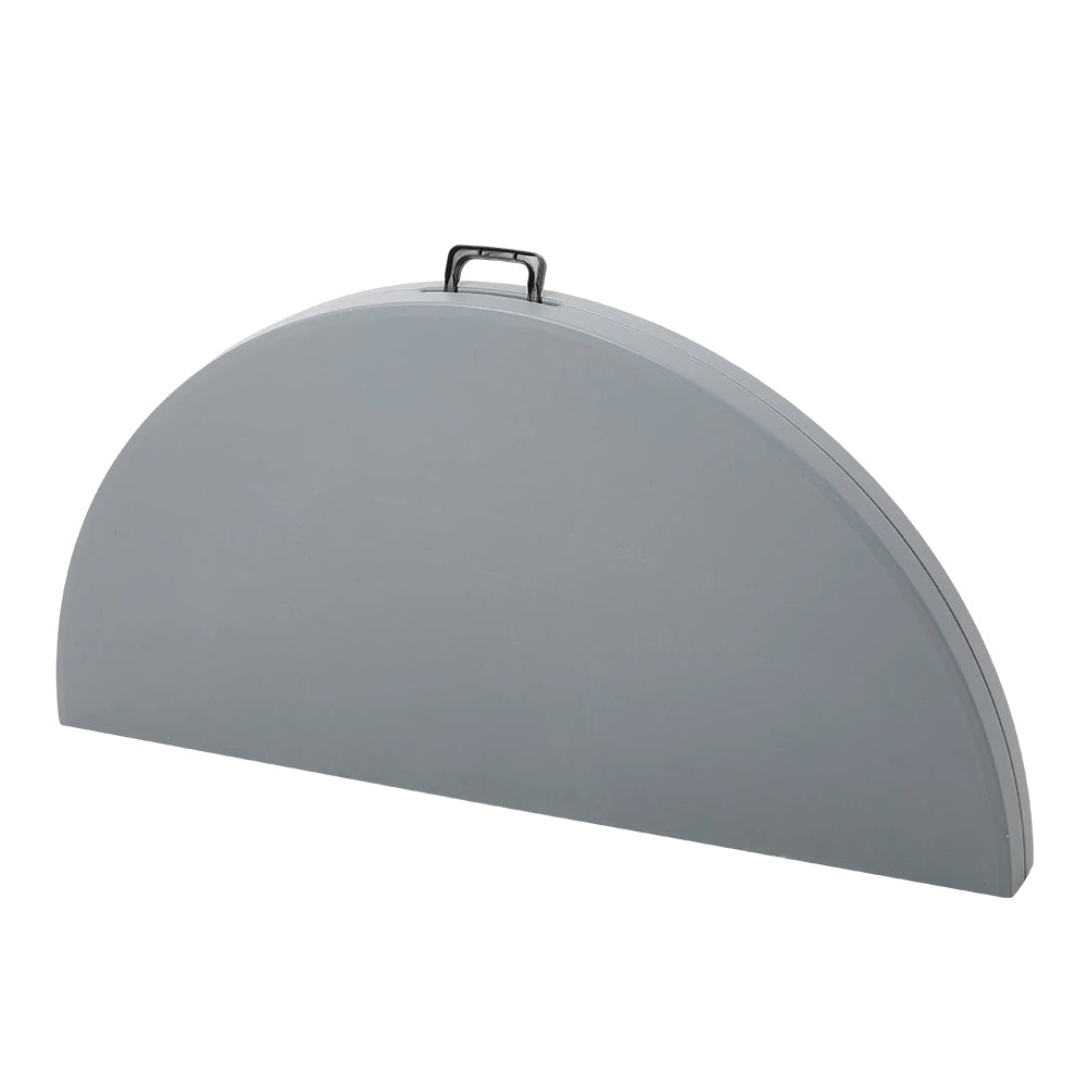 1.2m White/Grey Round Folding Table With Handle | One Size | Grey