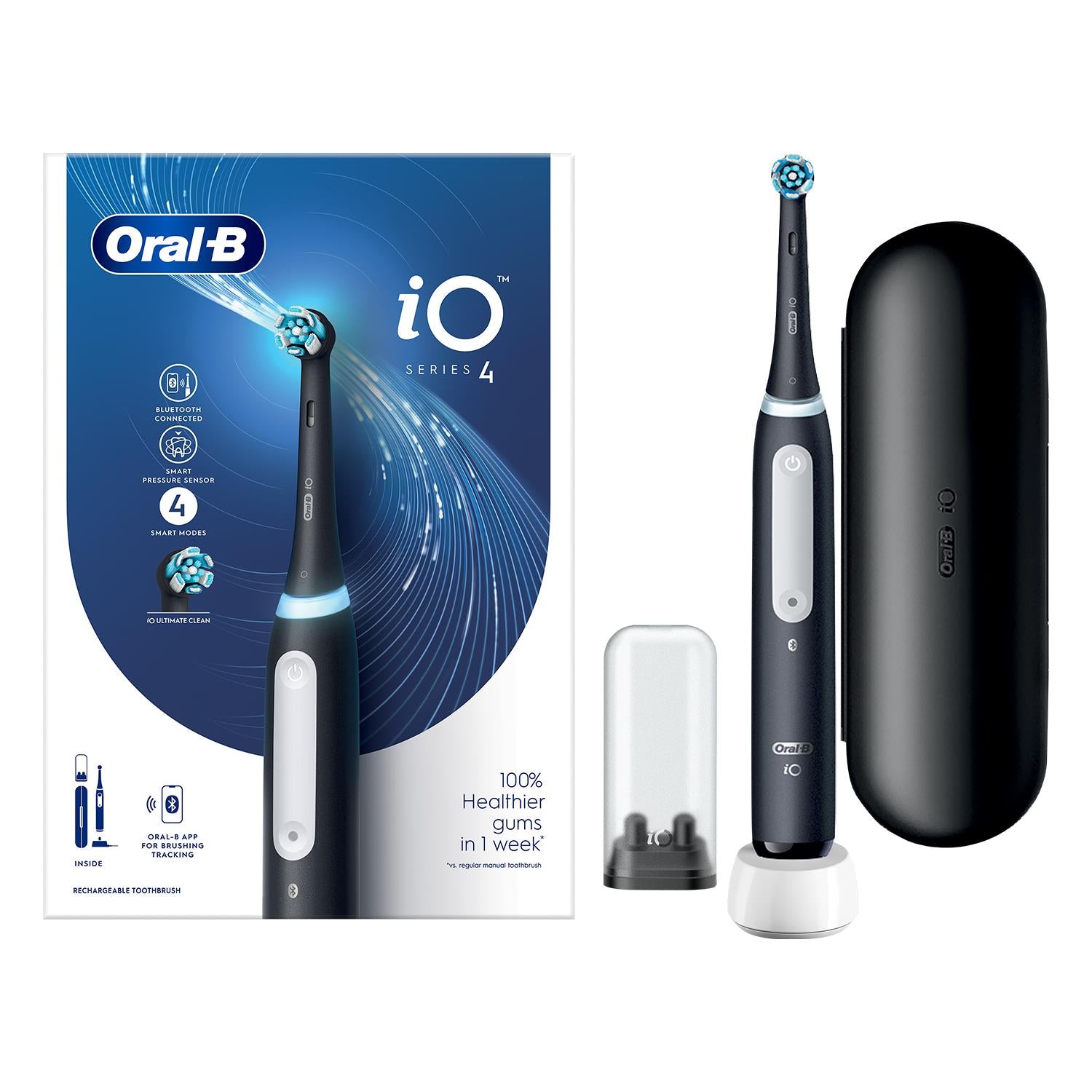 Io4 Electric Toothbrush With Toothbrush Head & Travel Case, Black