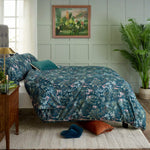 Tropical Leaves Bedding Set – Digitally Printed 100% Cotton With Piped Edging | Single | Duck Egg