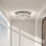 Crystal Round Led Semi Flush Mount Ceiling Light Dimmable | Warm