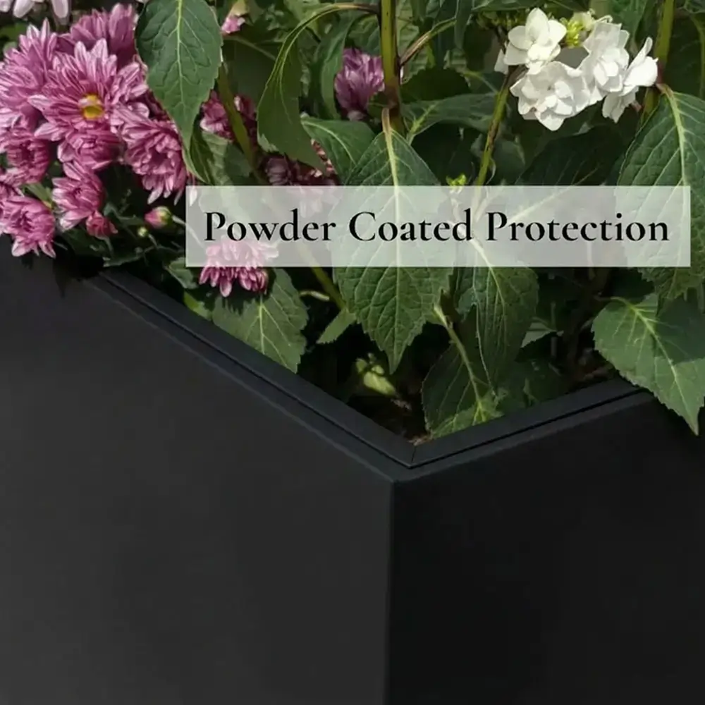 Long Zinc Galvanised Tall Trough Planter | 80cm x 25cm x 60cm | Matte Black