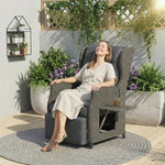 Rattan Garden Recliner Chair With Flip Table | Dark Grey