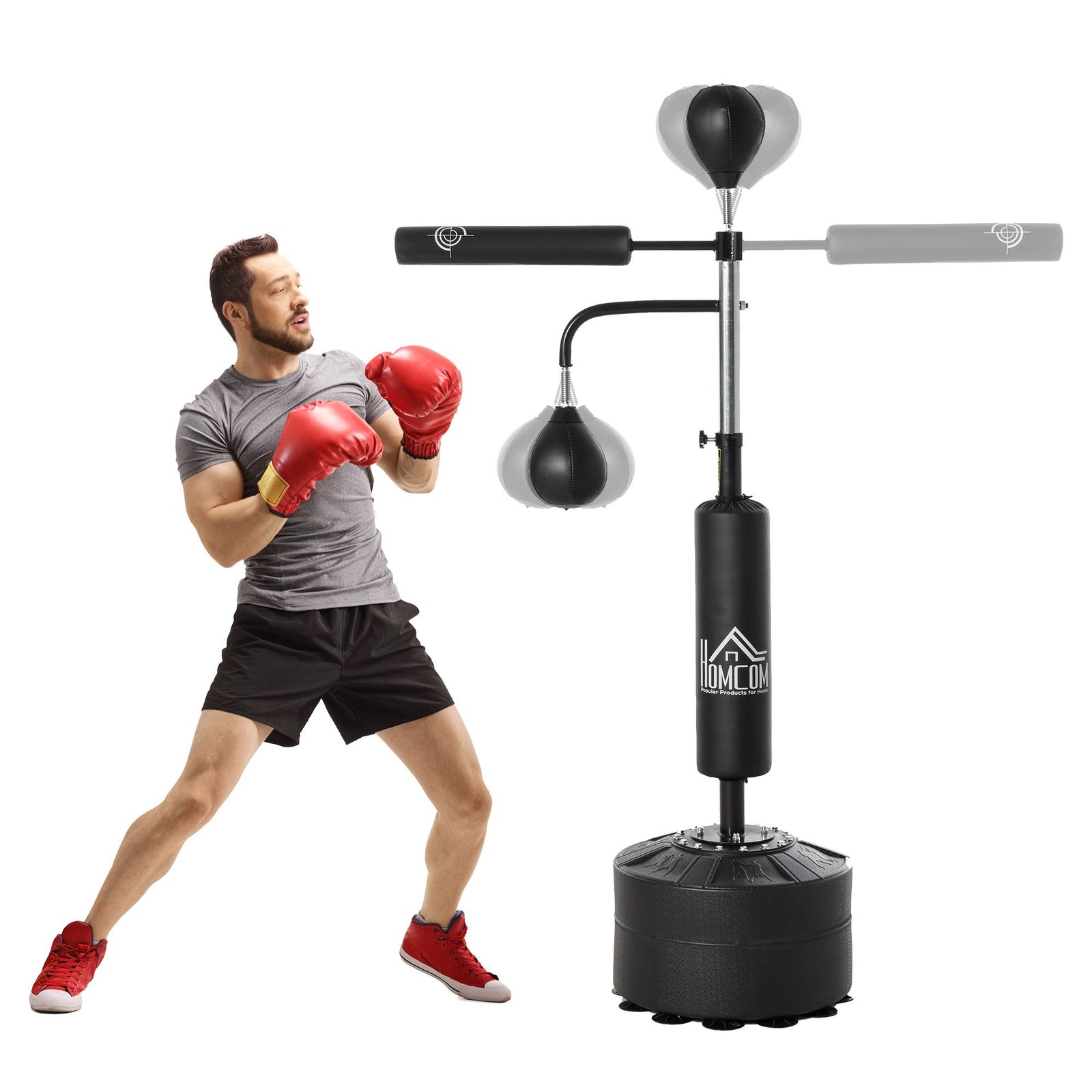 Boxing Bag Set With Adjustable Height | Black
