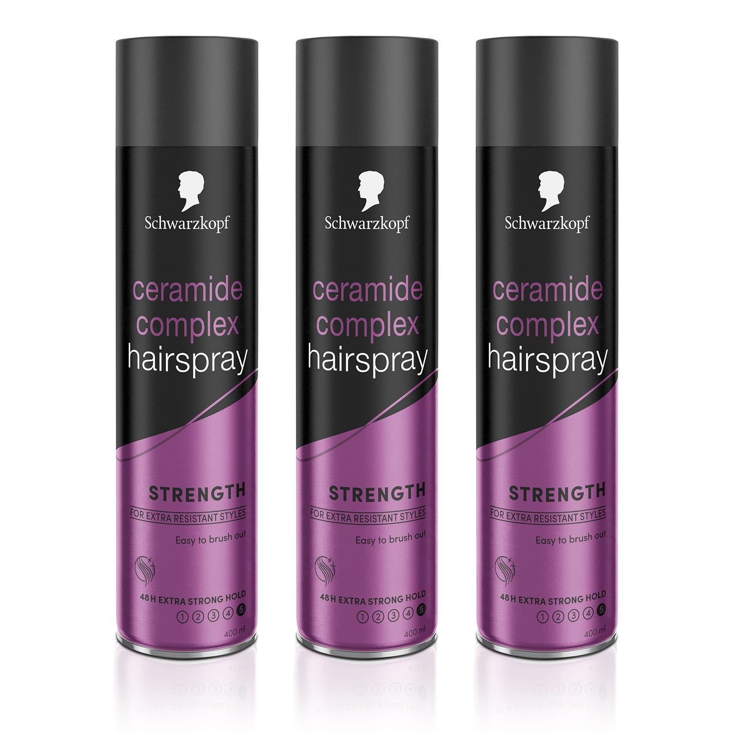 Ceramide Complex Hairspray For 48h Mega Strong Hold, 3x400ml