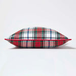 Tartan Check Cotton Cushion Cover | 30cm x 50cm | Red & White