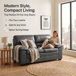 Oxford Faux Leather Sofa 2 Seater | Dark Grey
