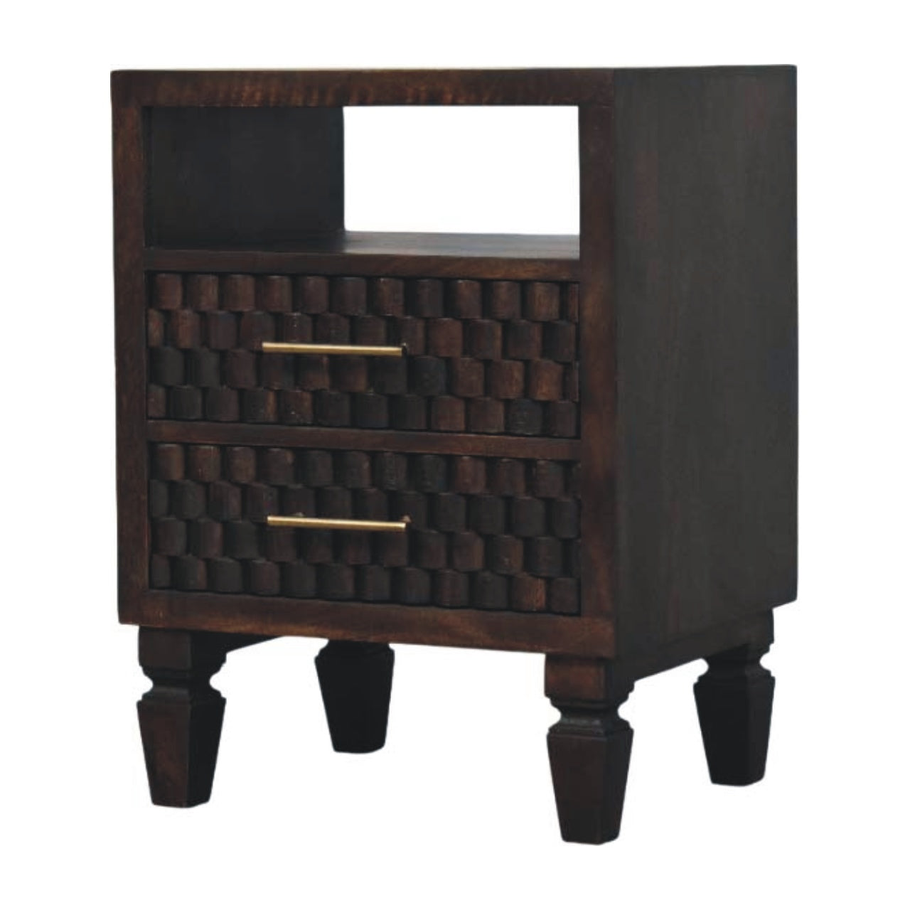 Arno Bedside, Mango Wood, Dark Brown