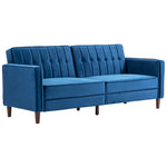 Convertible Sofa Futon Velvet Touch Tufted Couch Sofa Bed | One Size | Blue