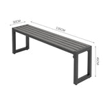 3-Piece Outdoor Patio Furniture Set with 2 Benches, WPC Top & Metal Frame Garden Patio Furniture Set with Parasol Hole