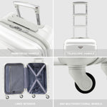 55x35x20cm Cabin Carry On Suitcase Hard Shell Overhead Luggage 100+ Airlines Approved | Cabin | White