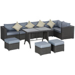 10 Pieces Rattan Sofa Set W/ Table & Cushions