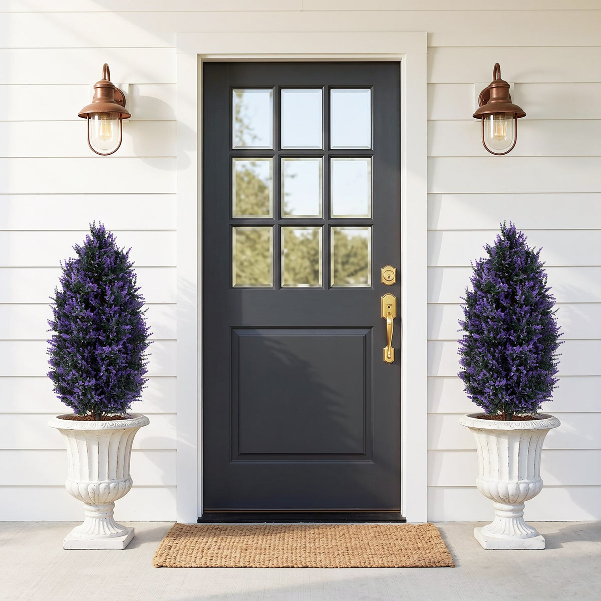 HOMCOM Set Of 2 Artificial Lavender Flowers With Stakes For Indoor Outdoor