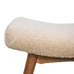 Solid Wood Boucle Cream Curved Bench