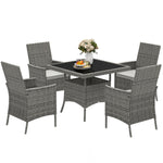 4 Seater Rattan Garden Furniture Set With Cushion | Dark Gray
