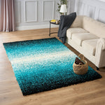 Blended Thick Shaggy Fluffy Deep Pile Living Room Rug | 200cm x 290cm | Teal