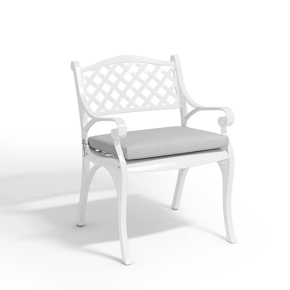 2-piece Retro Cast Aluminium Garden Chair Set Including Cushion | White