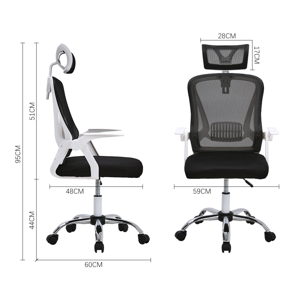 Swivel Office Chair With Headrest | White