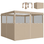 3 X 3 M Gazebo Replacement Curtains Privacy Panel Set, 4 Panels | Khaki