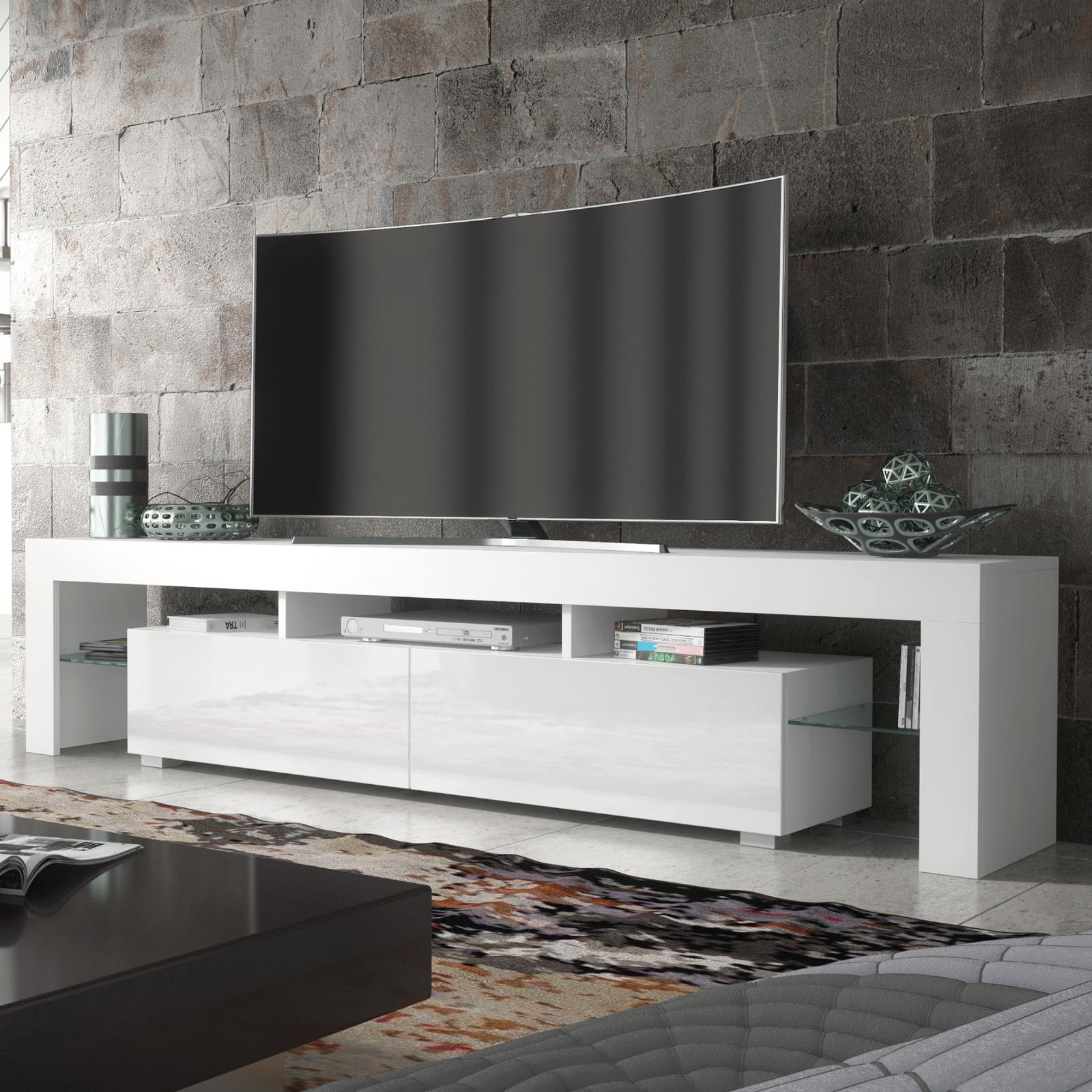 Nova Tv Unit 200cm With Led Lights | White
