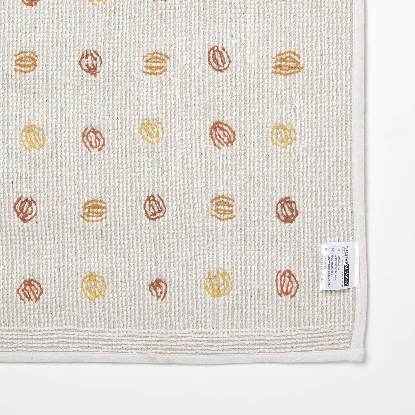 Tufted Cotton Bath Mat With Polka Dot Design | 50 x 80cm | Orange & White