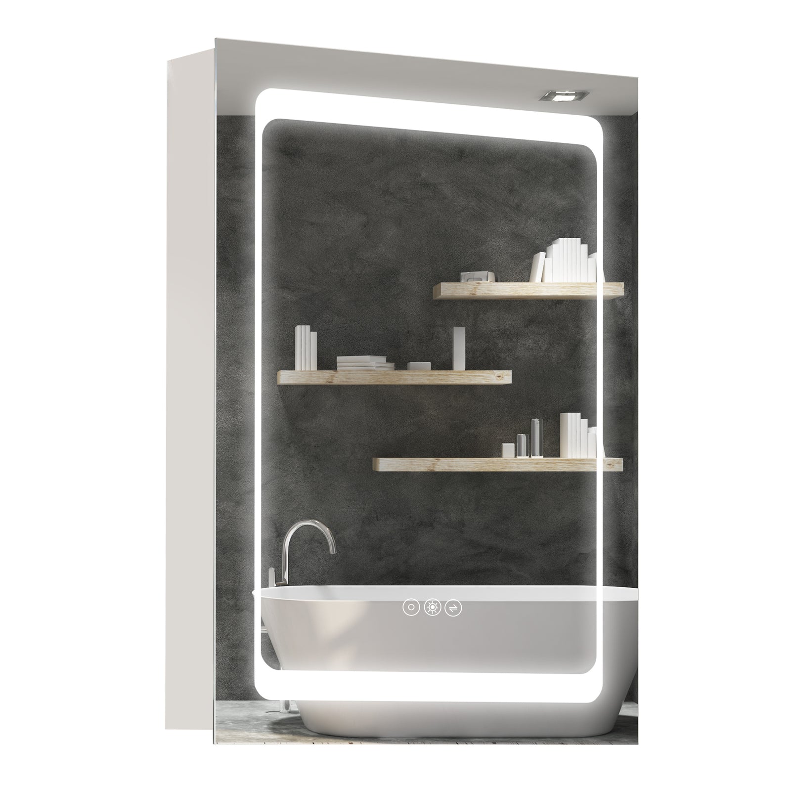 Led Lighted Bathroom Mirror Cabinet With Shelves