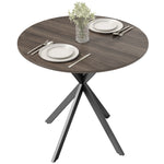 80cm Round Dining Table, Industrial Kitchen Table With Steel Legs | Brown