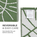 Luxury Outdoor Rug Waterproof Reversible For Garden Patio 100% Recycled, Green Ada Botanical | 180cm x 270cm | Green