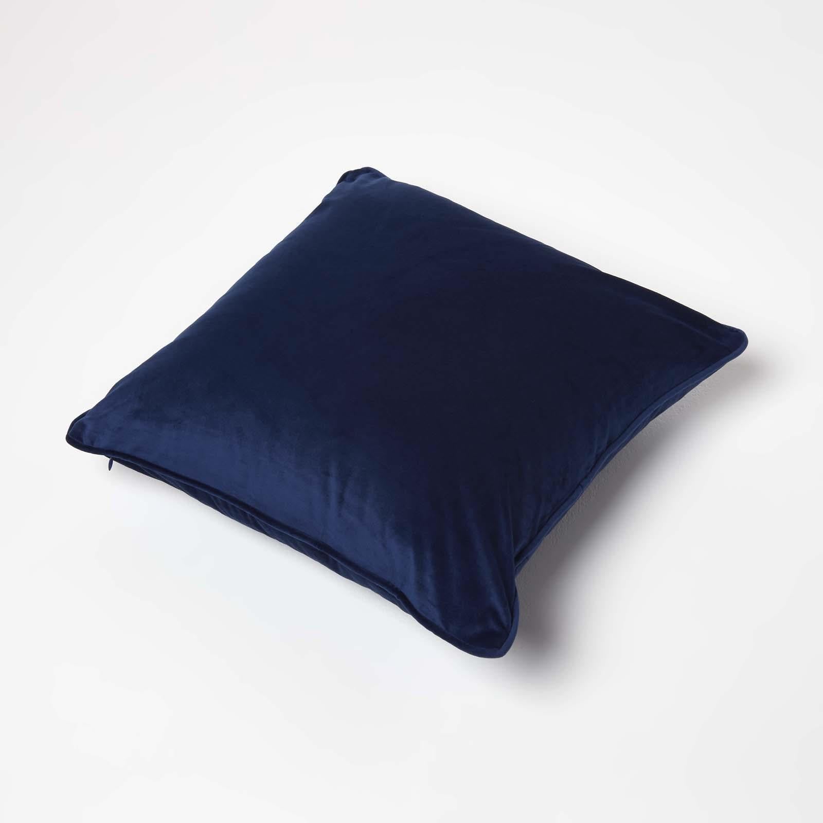 Filled Velvet Cushion With Piped Edge 46 X 46 Cm | 45cm x 45cm | Navy Blue