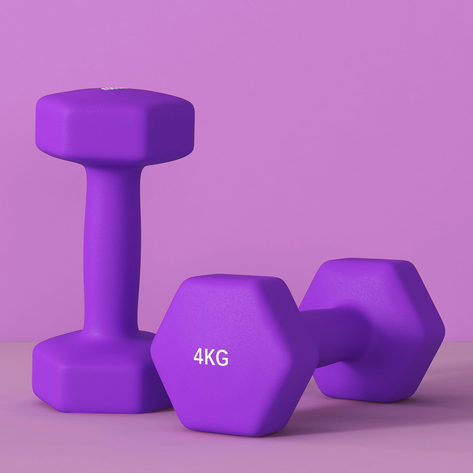 4kg Set Of 2 Dumbbells Hexagonal Weights Pair | Purple