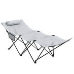 Foldable Sun Lounger W/ Side Pocket & Headrest