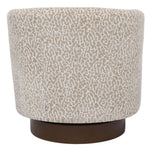 Modern Swivel Accent Chair With Leopard Print Cotton-linen Upholstery, Barrel Back Design, 360° Rotating Base & Foam Cushioned Seat