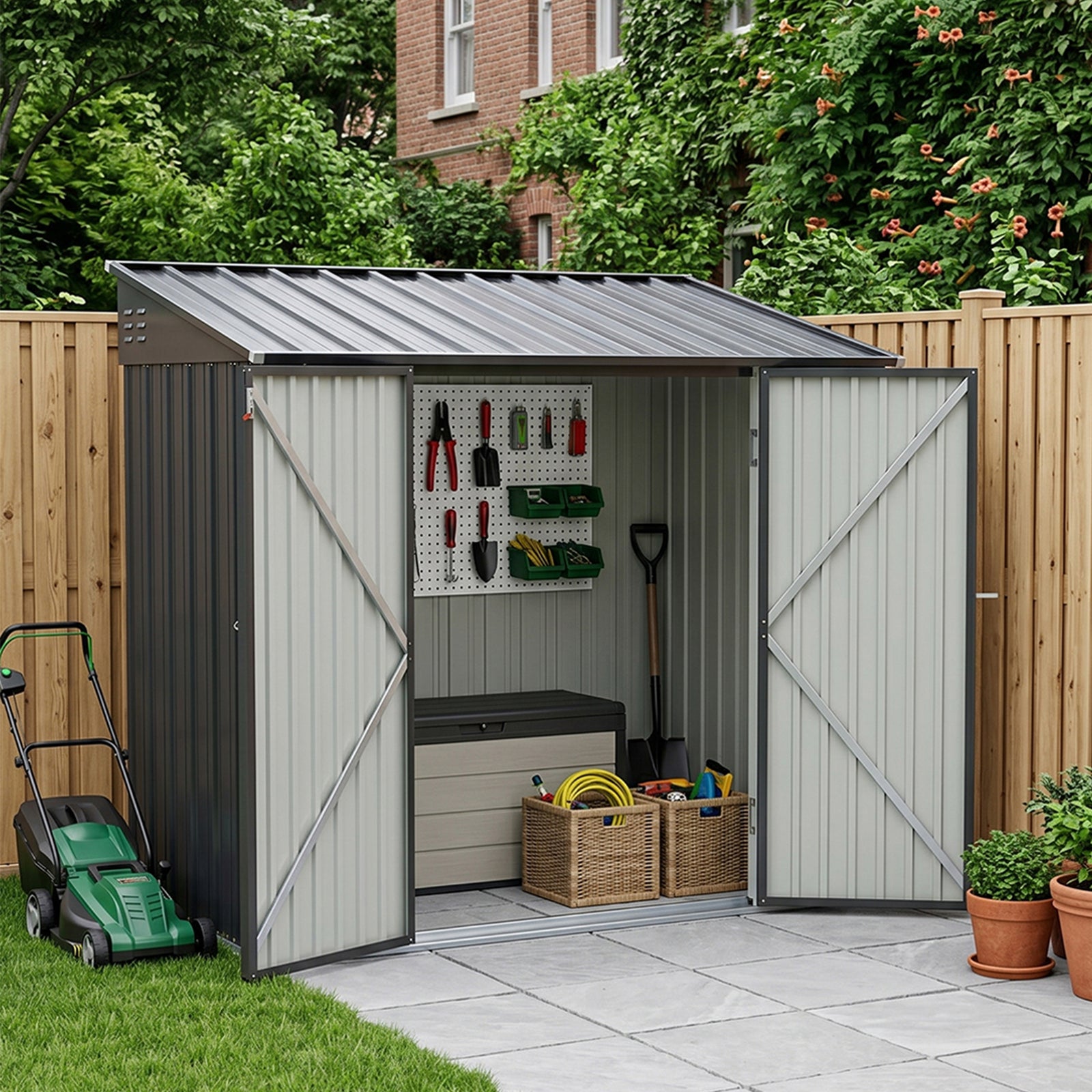 Breeins 10x5 FT Pent Roof Metal Garden Tool Storage Shed