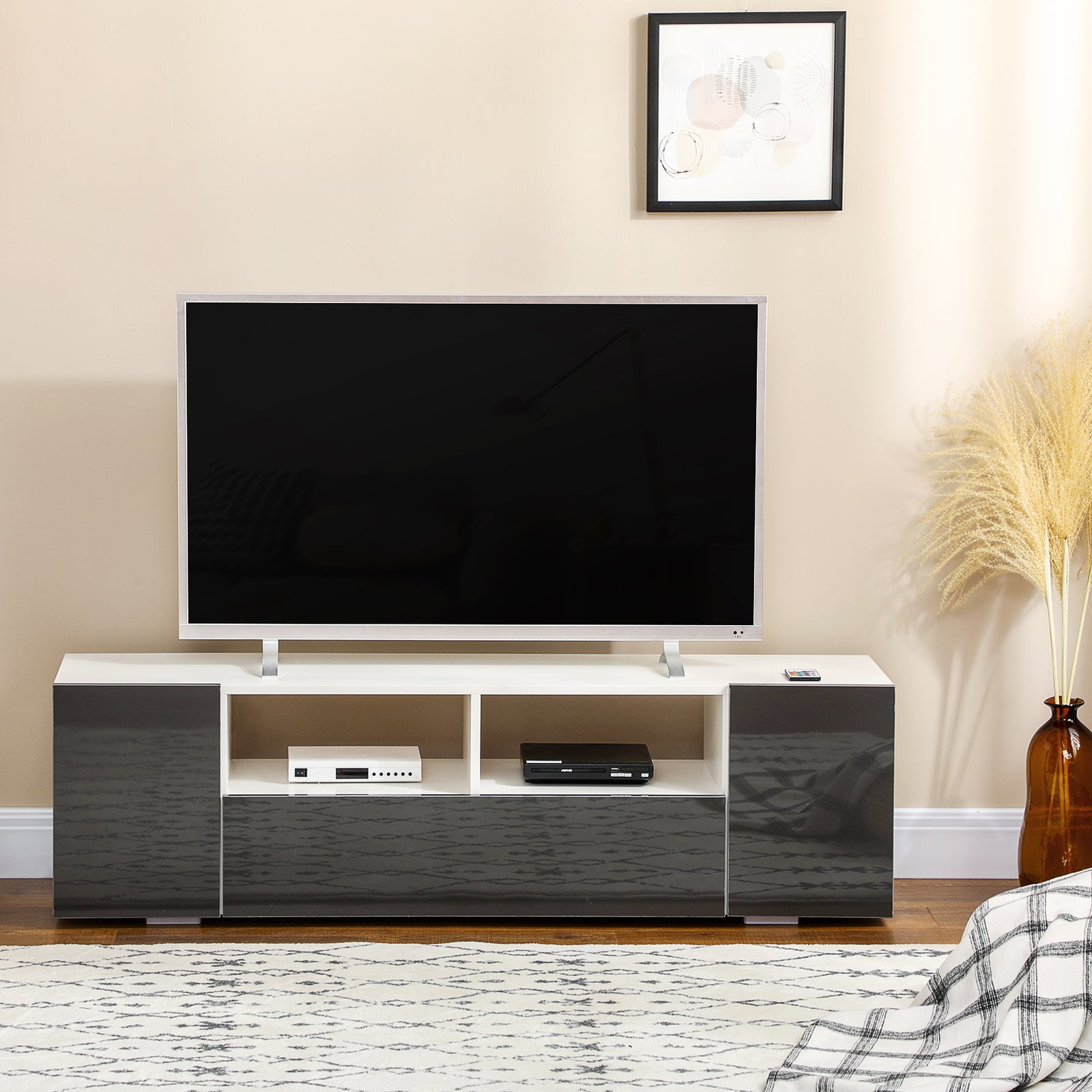 Tv Unit For Tvs Up To 60" With Led Lights | Gray