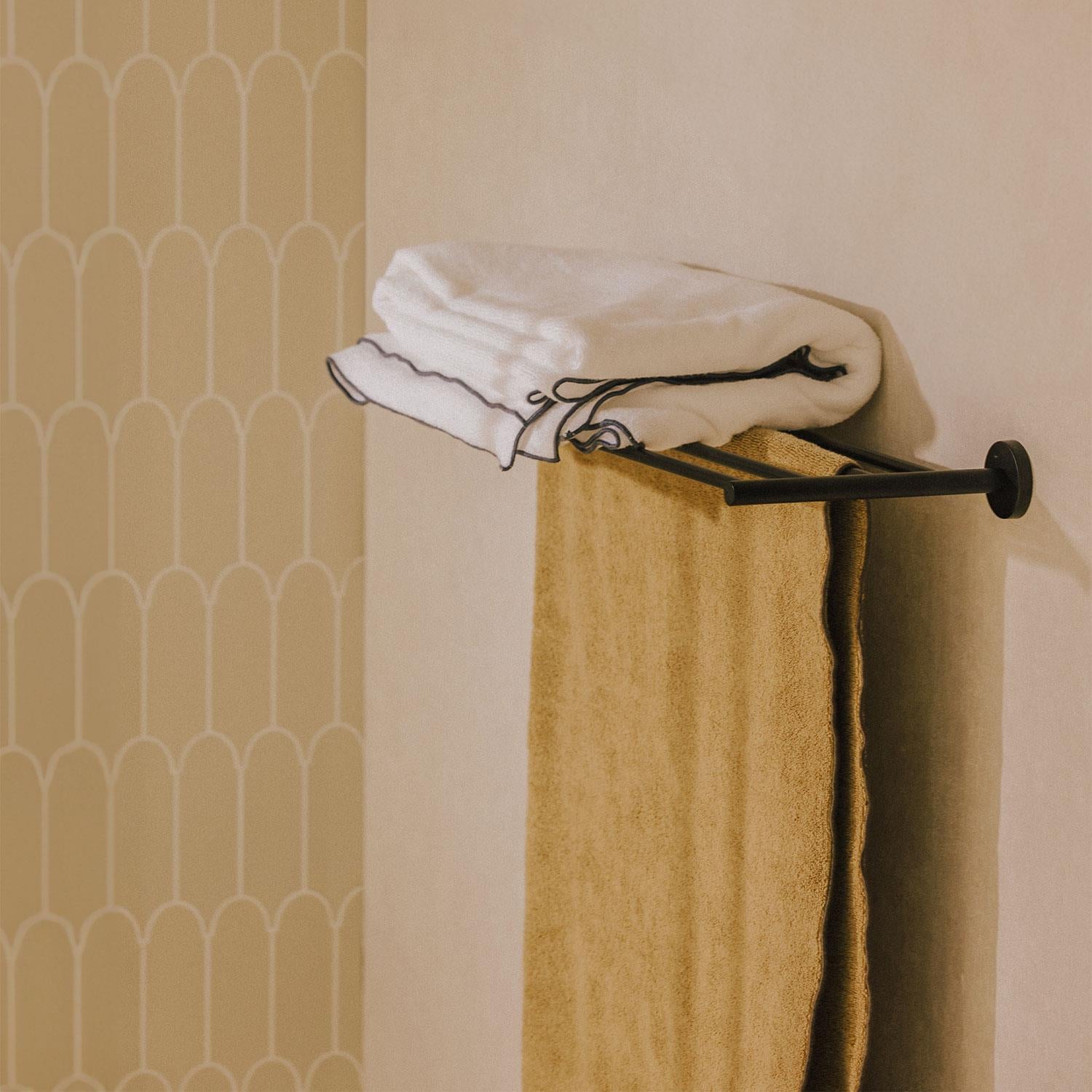 Towel Rack & Shelf, Matt Black, 60cm, Anti-corrosion, Start Collection