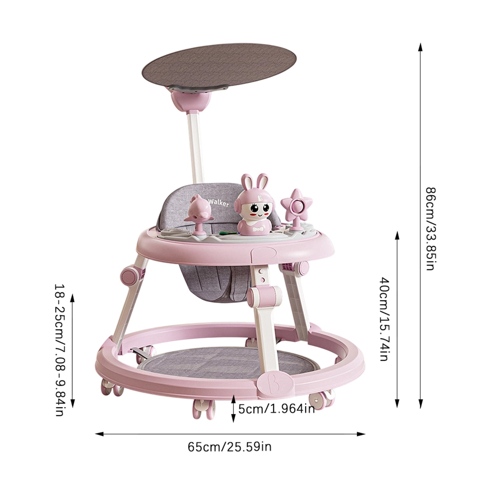 Breeins Foldable & Adjustable Baby Walker With Music & Toys