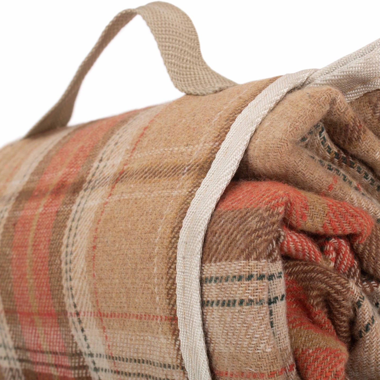 Burnt Orange Fleece Tartan Picnic Blanket