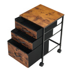 Vintage Filing Cabinet With Casters | 3 Drawer | Black & Brown