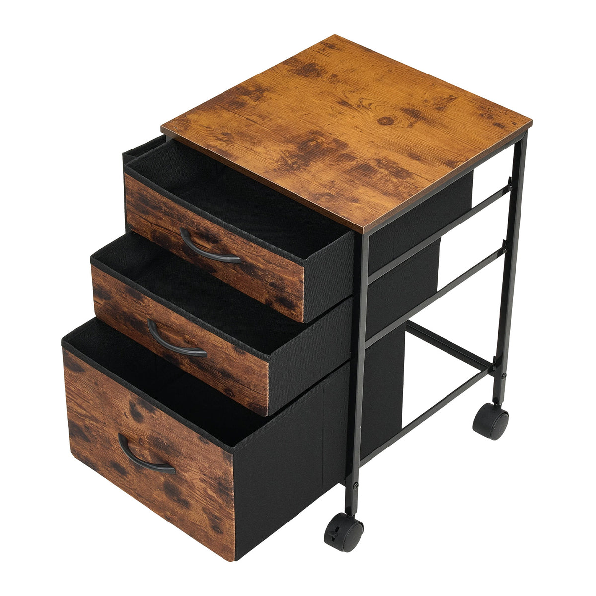 Vintage Filing Cabinet With Casters | 3 Drawer | Black & Brown