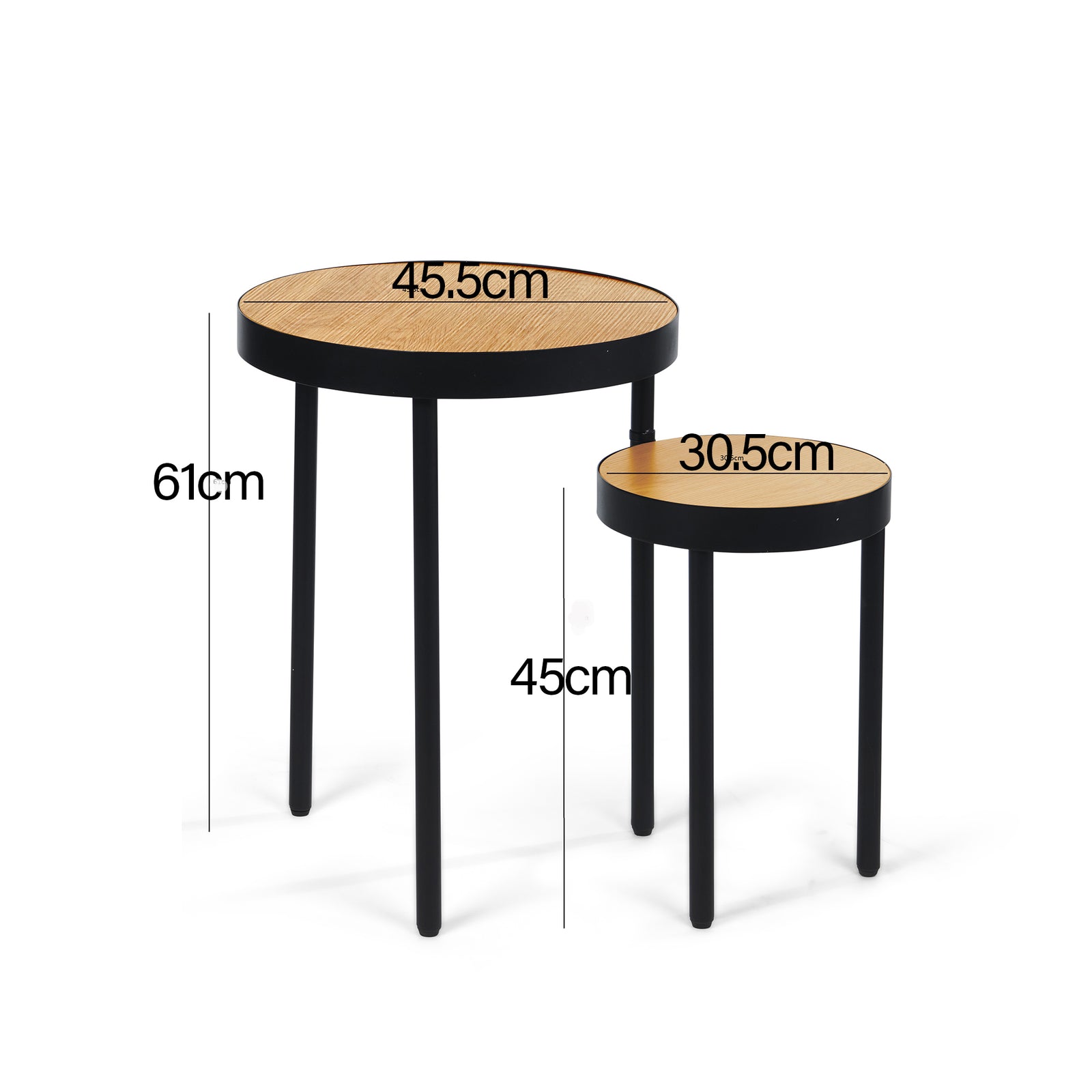 Rotating Side Table Wood Effect Table Top | Black