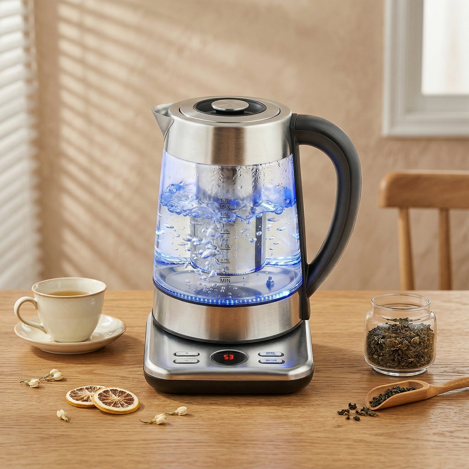 HOMCOM Electric Kettle, 1.7l 3kw Water Kettle With Uk Strix Thermostat