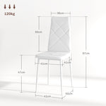 6-pieces Dining Chairs, Faux Leather Kitchen Chairs | White