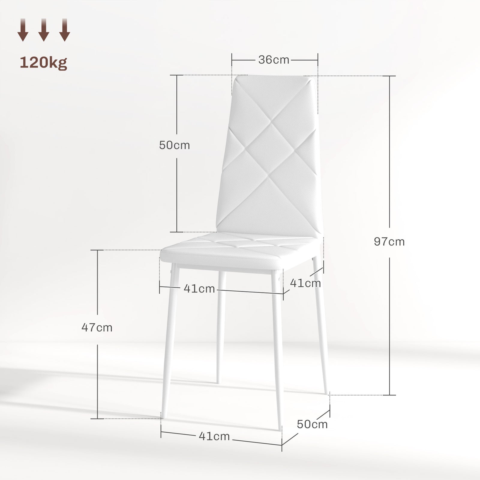 6-pieces Dining Chairs, Faux Leather Kitchen Chairs | White