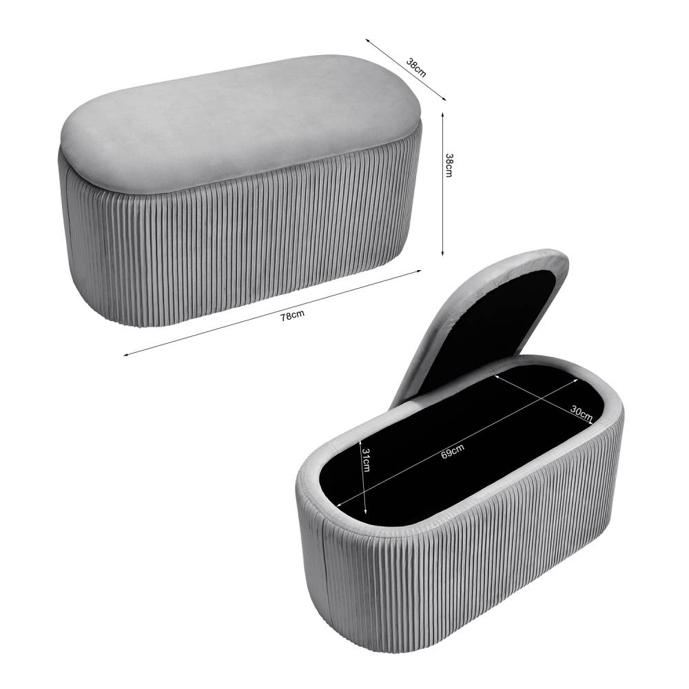 Modern Pleated Storage Ottoman – Lift-up Lid Footstool And Storage Bench, 78 X 38 X 38 Cm